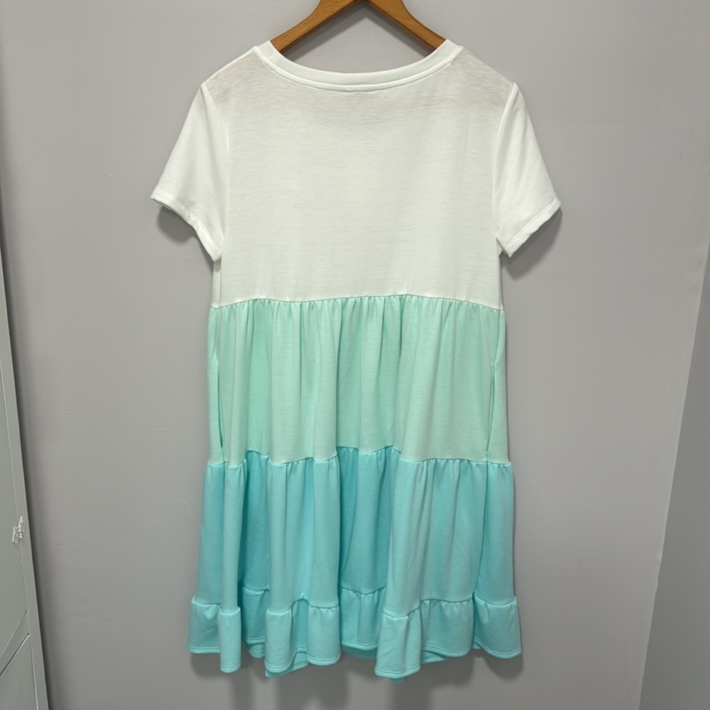 NWT white and turquoise crown and ivy baby terry dress size M - Picture 4 of 4
